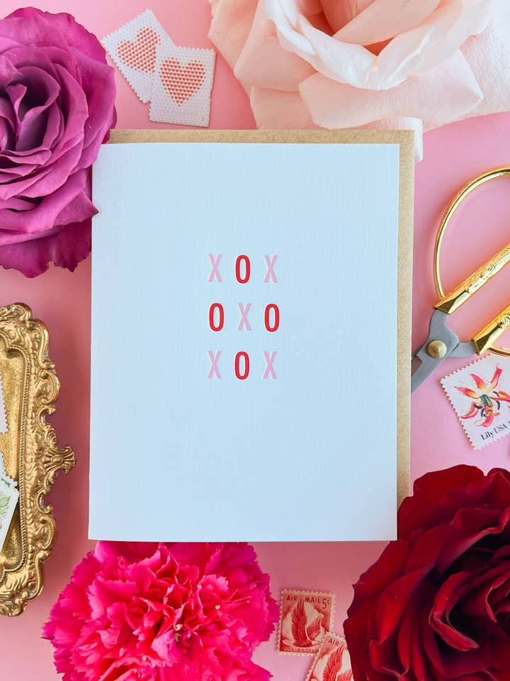 XOXO | Carte de Saint-Valentin Letterpress pour la vente par Little Postage House