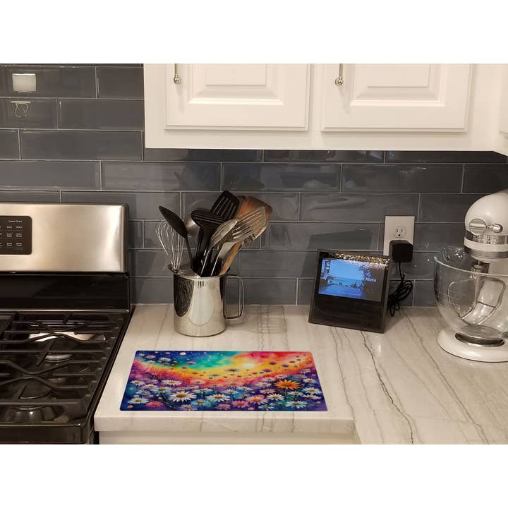 Glasschneidebrett Asters in Color, groß für den Großhandel von Caroline's Treasures