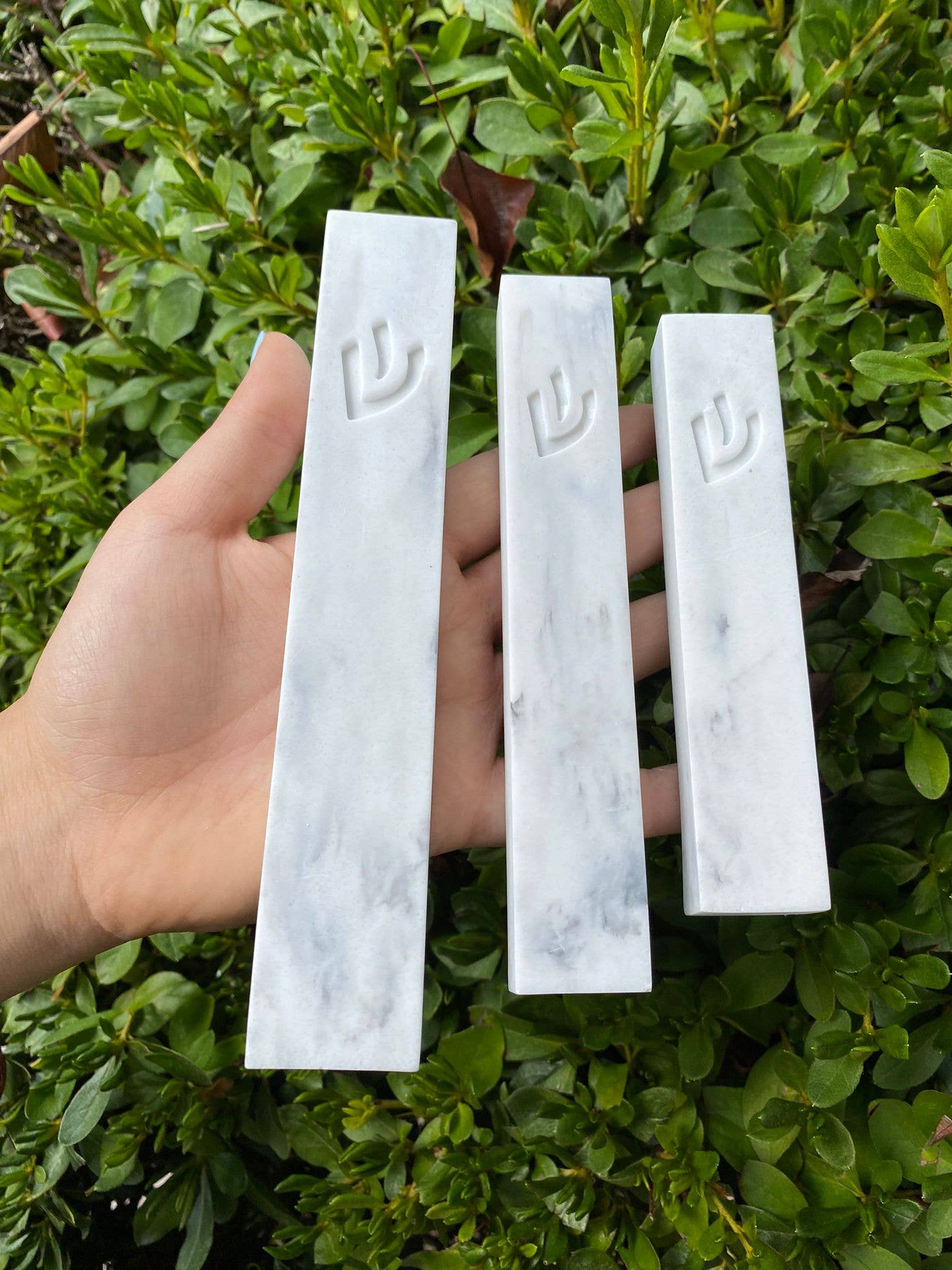 A&S Mezuzot - Wholesale Decorative Tabletop Object - WHITE Marble Stone4