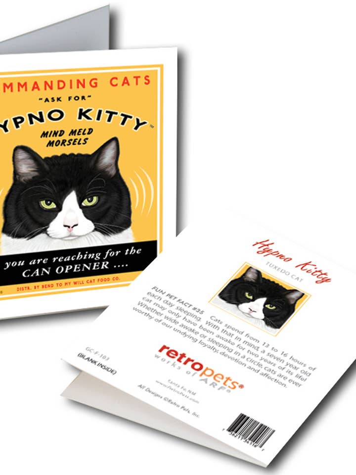 Hypno Kitty Everyday Greeting Cards 3-pack for wholesale by Retro Pets
