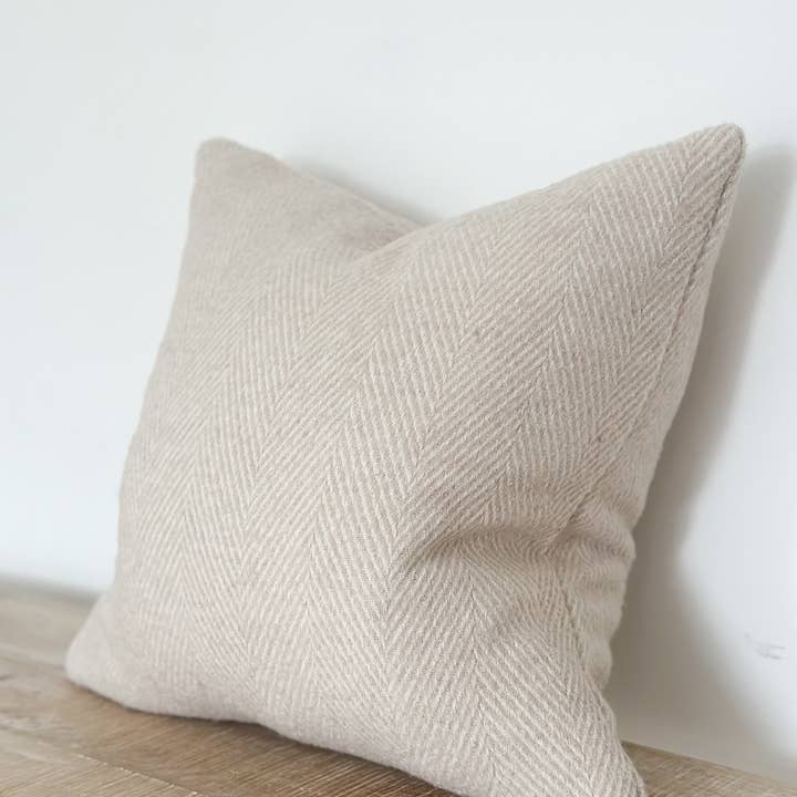 Ellenvale Trade - Wholesale Throw Pillow Cover - Lottie Wool Cushion Cover 45x45 - Beige Herringbone