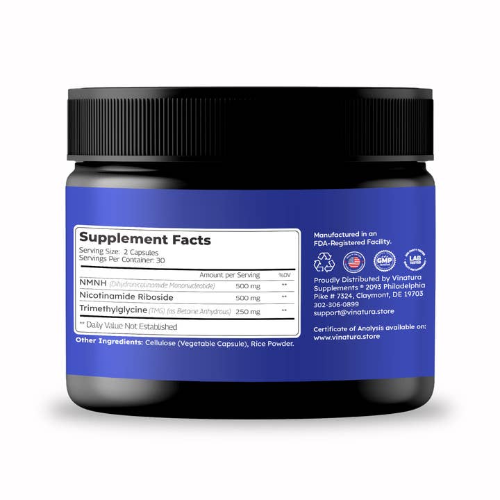 VINATURA SUPPLEMENTS - Wholesale Oral Supplement/Vitamin - NMNH, Nicotinamide Riboside & TMG - NAD+ Support5
