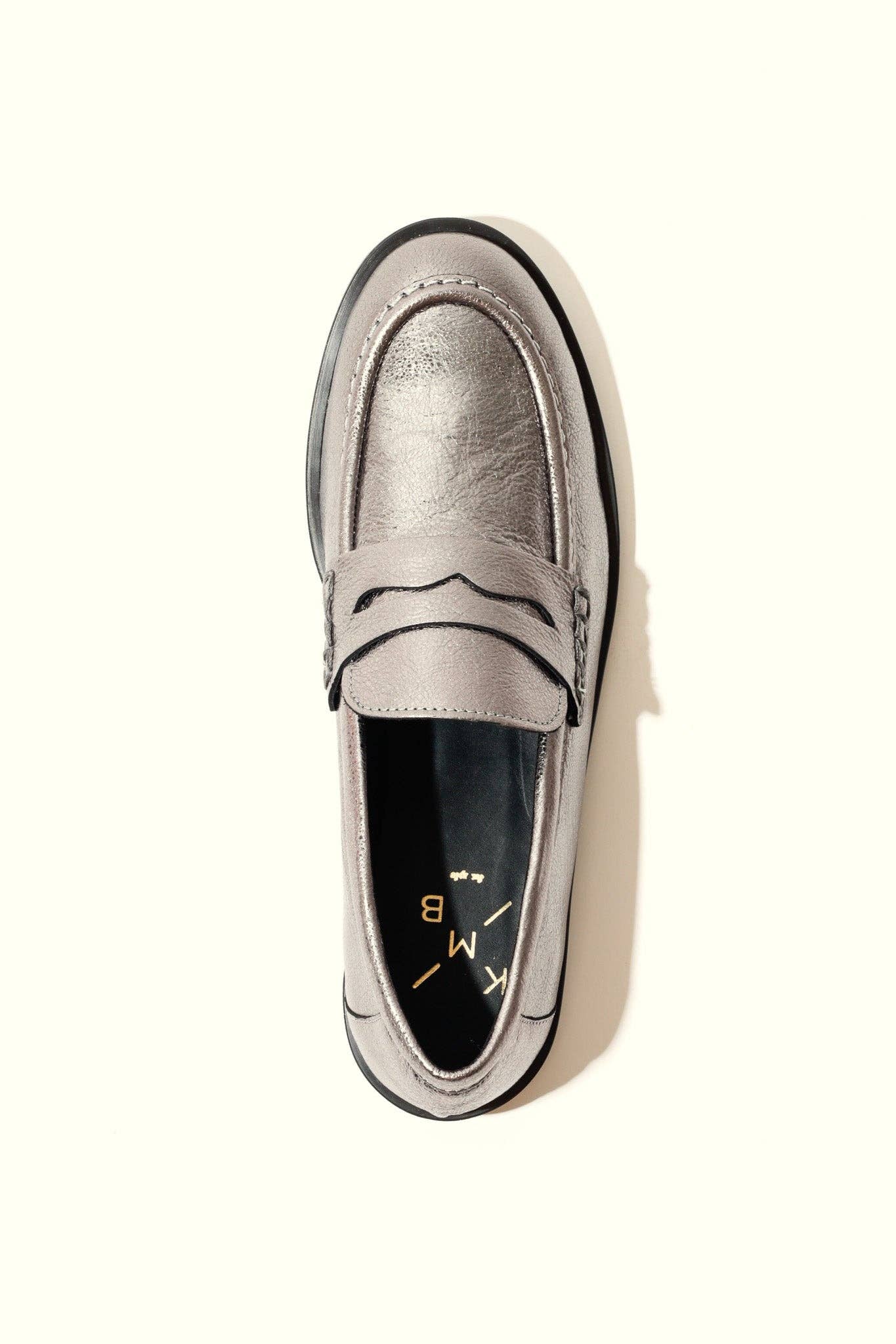 KMB Shoes - Wholesale Loafers - Women's - EMILIA SILVER – Soft Metallic Leather Loafer Flats3