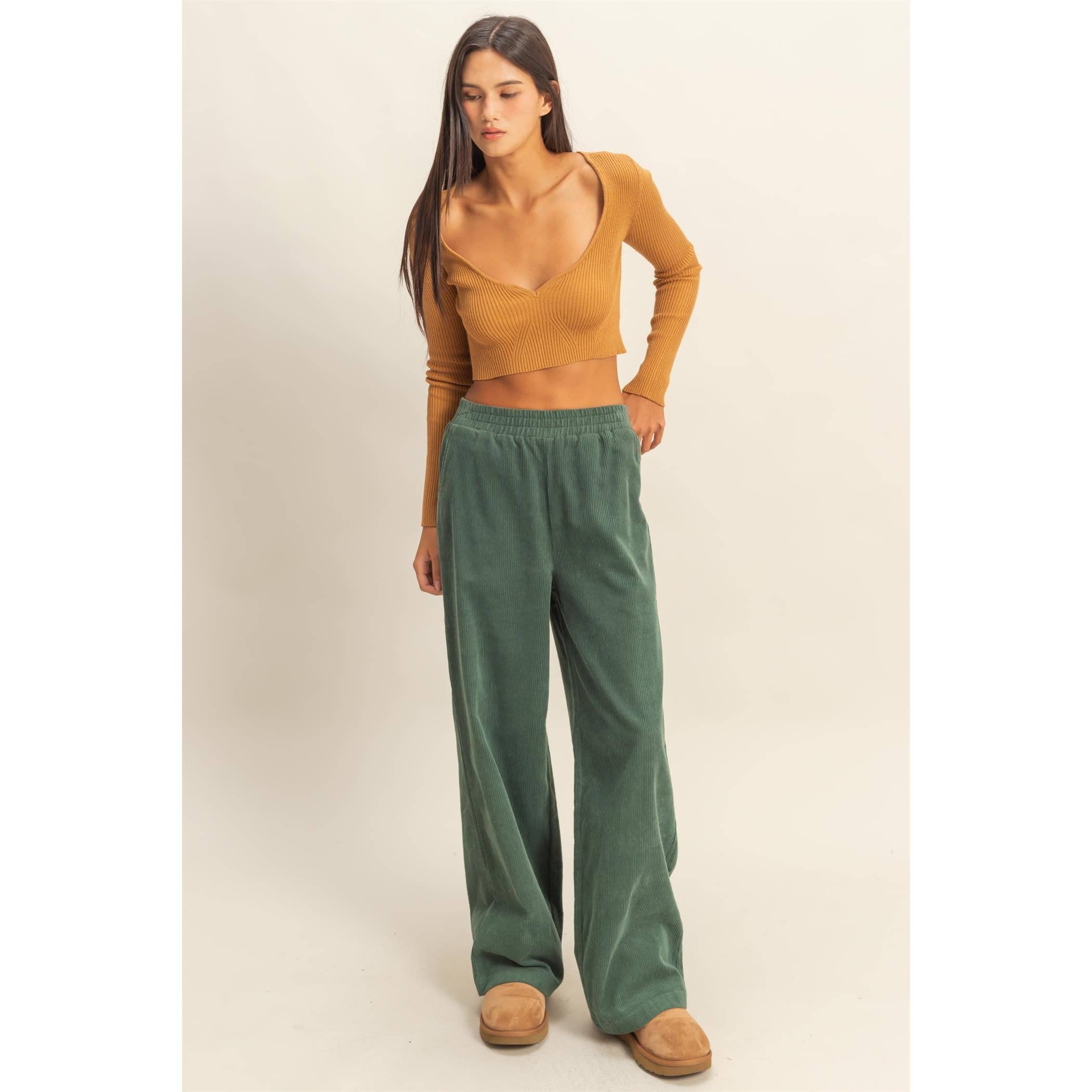 Double Zero - Wholesale Pants - Women's - Corduroy High-Waisted Wide Leg Pants4