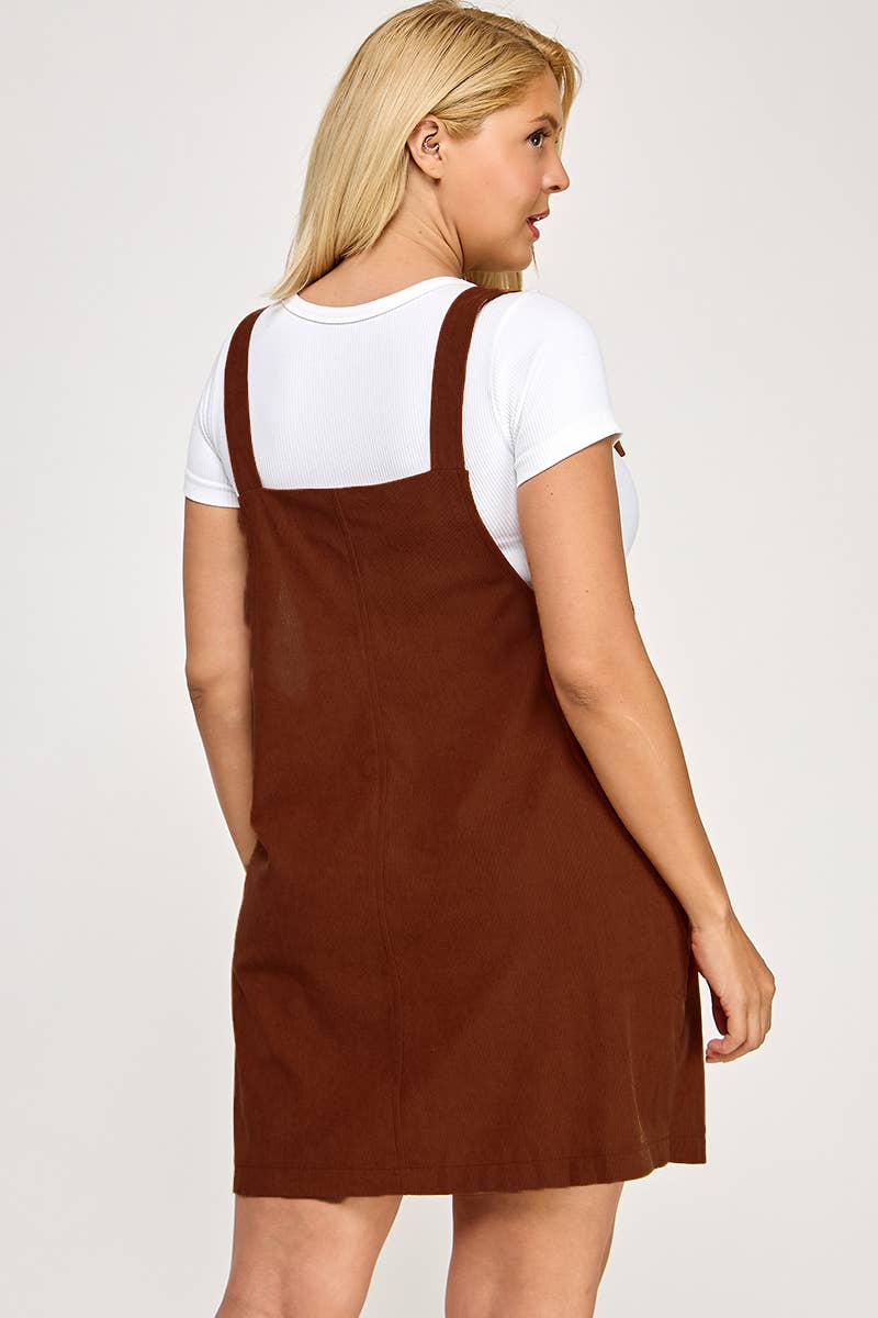 Haute Fox Plus Size & Contemporary - Vendita all'ingrosso Salopette - Donna - Vestito Salopette in Velluto a Coste Taglia Forte SS2607P-D6