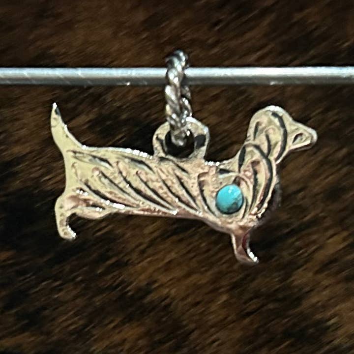 Weenie Dog Pendant w Turquoise for wholesale by The Turquoise Possum