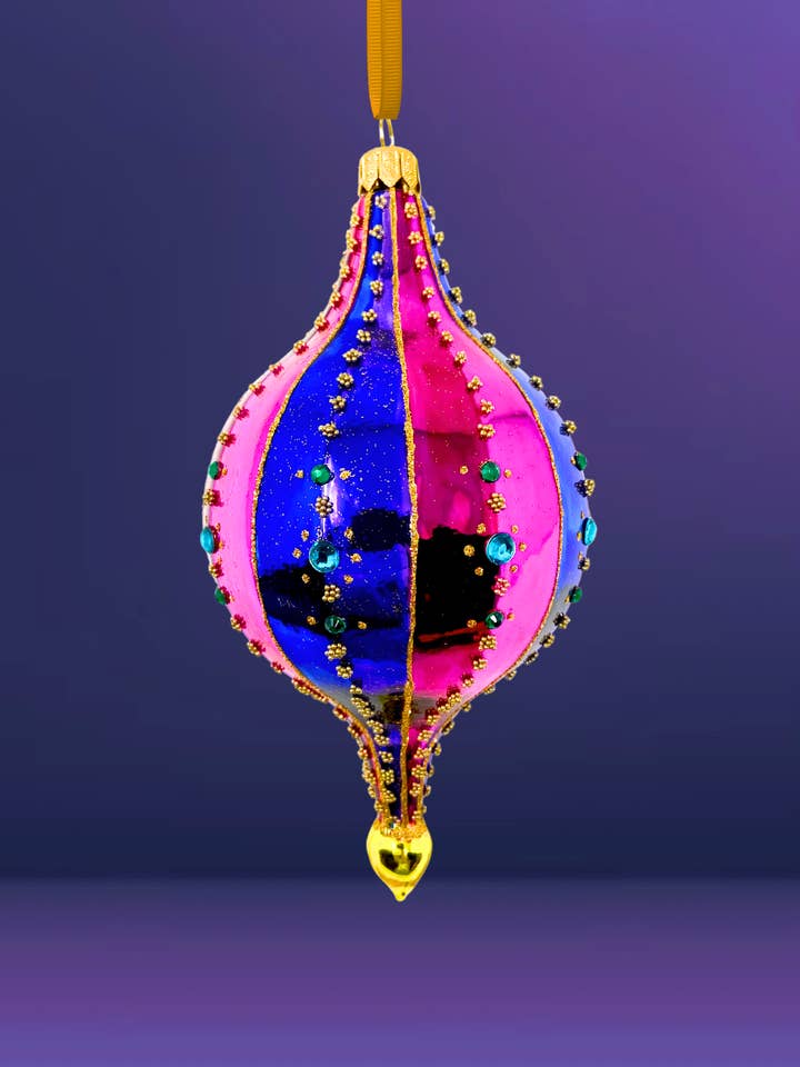 Ornement de Noël en verre polonais en forme de ballon vénitien pour la vente par Kenzies of London