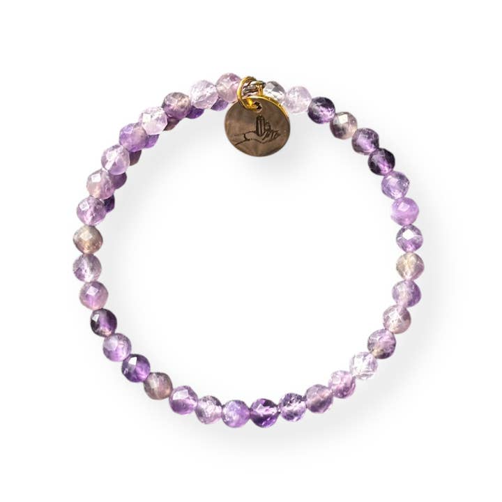 Bracelet enroulé en améthyste 4 mm | Bracelet en acier inoxydable | Ajustable 5-7 pouces pour la vente par Rock This Way Crystal Shop