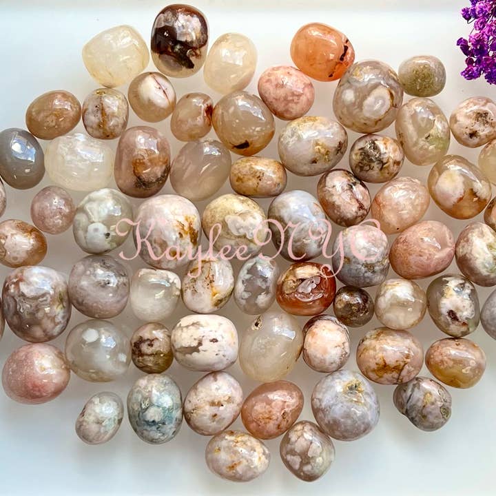 Wholesale Lot 2 Lbs Natural Flower Agate Tumble Healing for wholesale by KayleeNYC