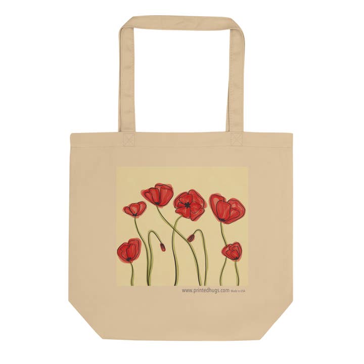 Red Poppy Tote Bag for wholesale by Printed Hugs