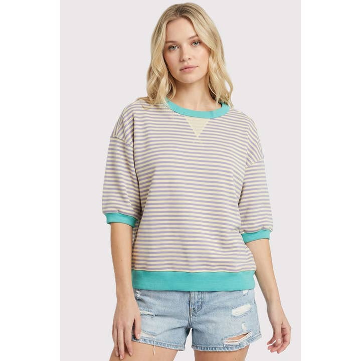 KONTRASTIERTER GESTREIFTER SWEATSHIRT MIT BANDEINLAGE für den Großhandel von STACCATO