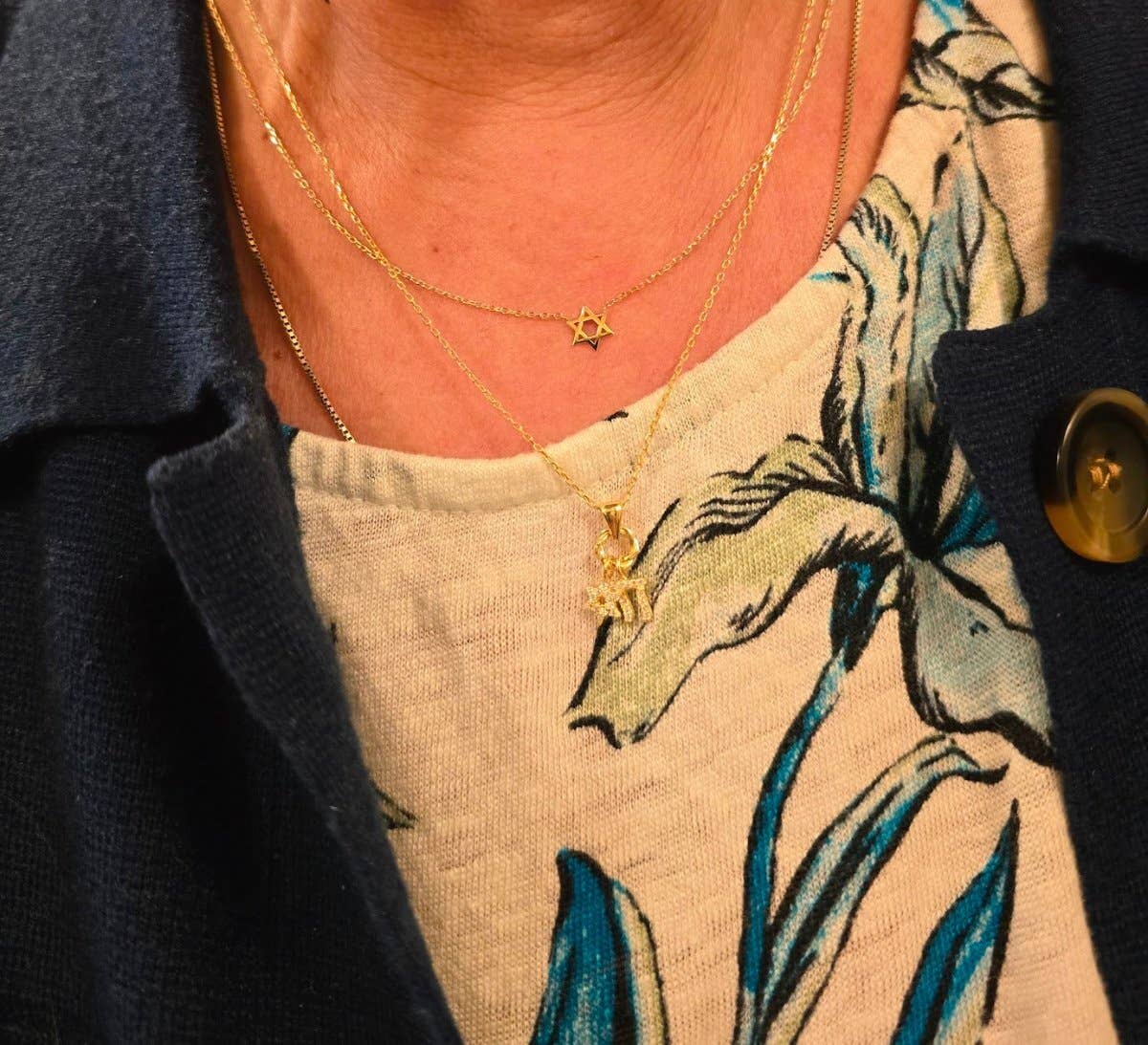 ALEF BET JEWELRY - Wholesale Pendant/Charm Necklace - Chai and Star of David Jewish Cluster Necklace3