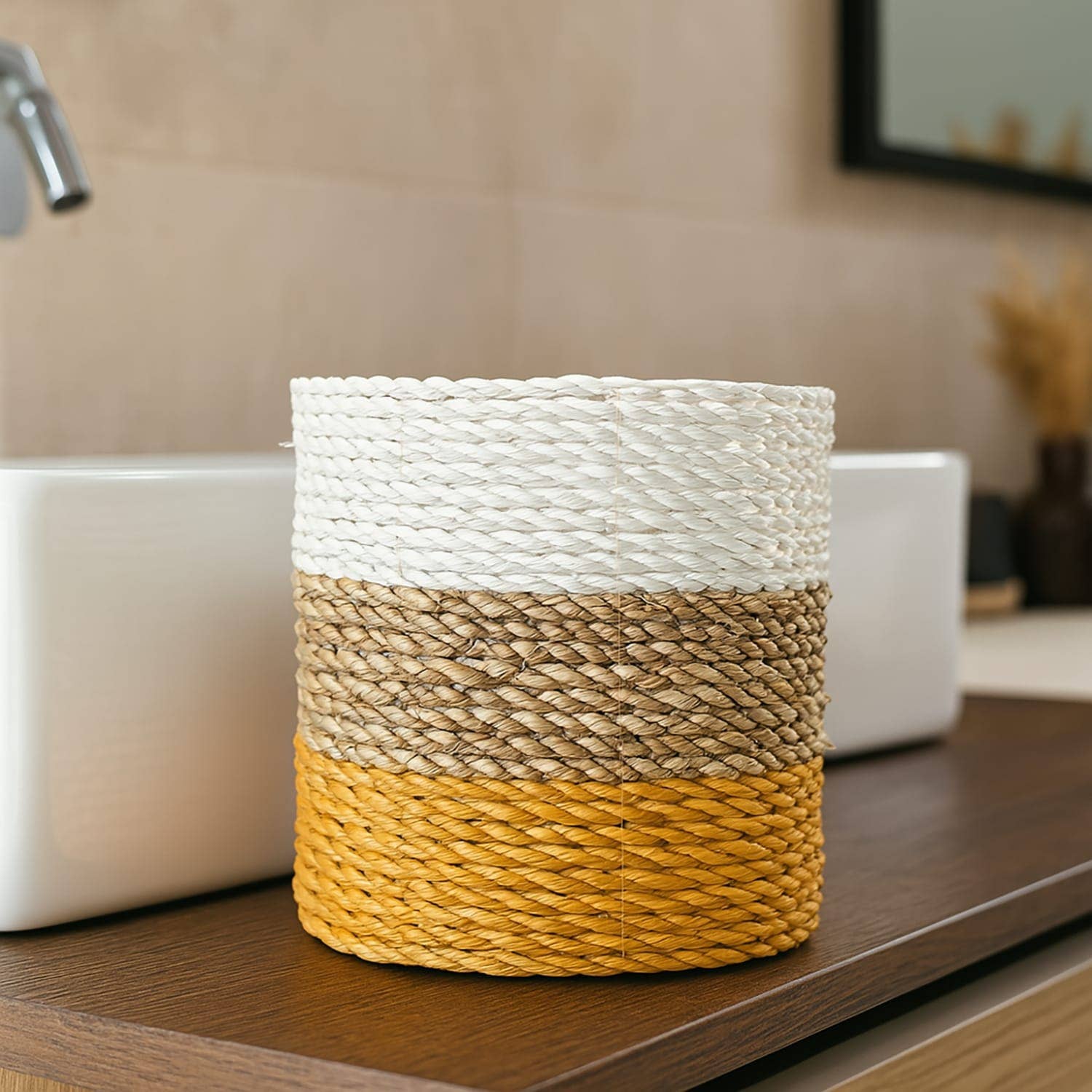 Etnico del Mondo - Wholesale Basket - Set of 3 Baskets in Algae with Handle Ø20/17/14 cm #13