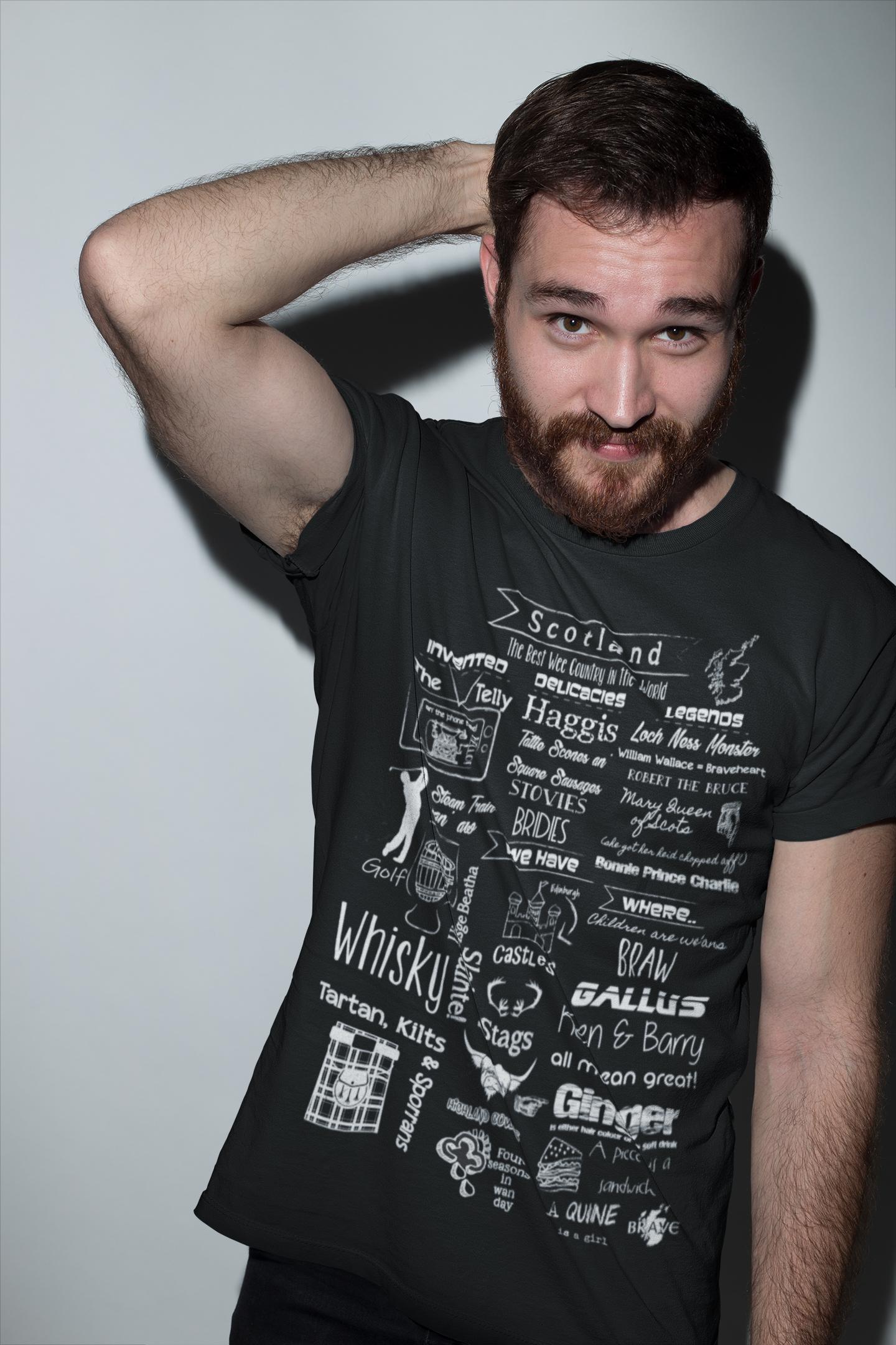 Brave Scottish Gifts – wholesale Screen printed t-shirt – unisex – Scotland Chalkboard1