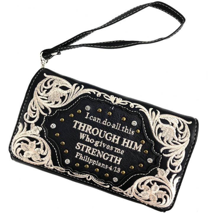 Lunar Deer – wholesale Axelväska - Dam – Bible Verse Philippians 4:13 Broderi Crossbody plånbok