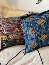NOMAD BY LIV – Engroshandel Pyntepudebetræk – Vintage kilim pudebetræk i blå og brun2