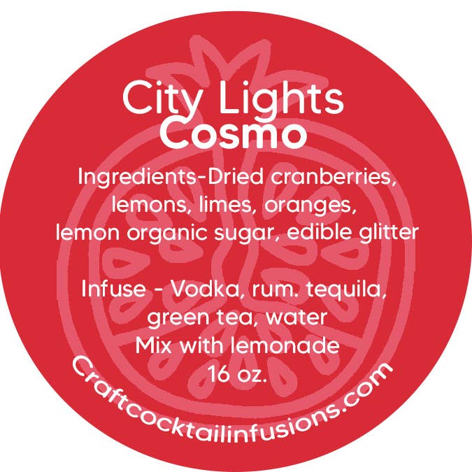 Craft Cocktail Infusions - Wholesale DIY Drink Kit - Cocktail Kit City Lights Cosmopolitan w/ Edible Glitter2