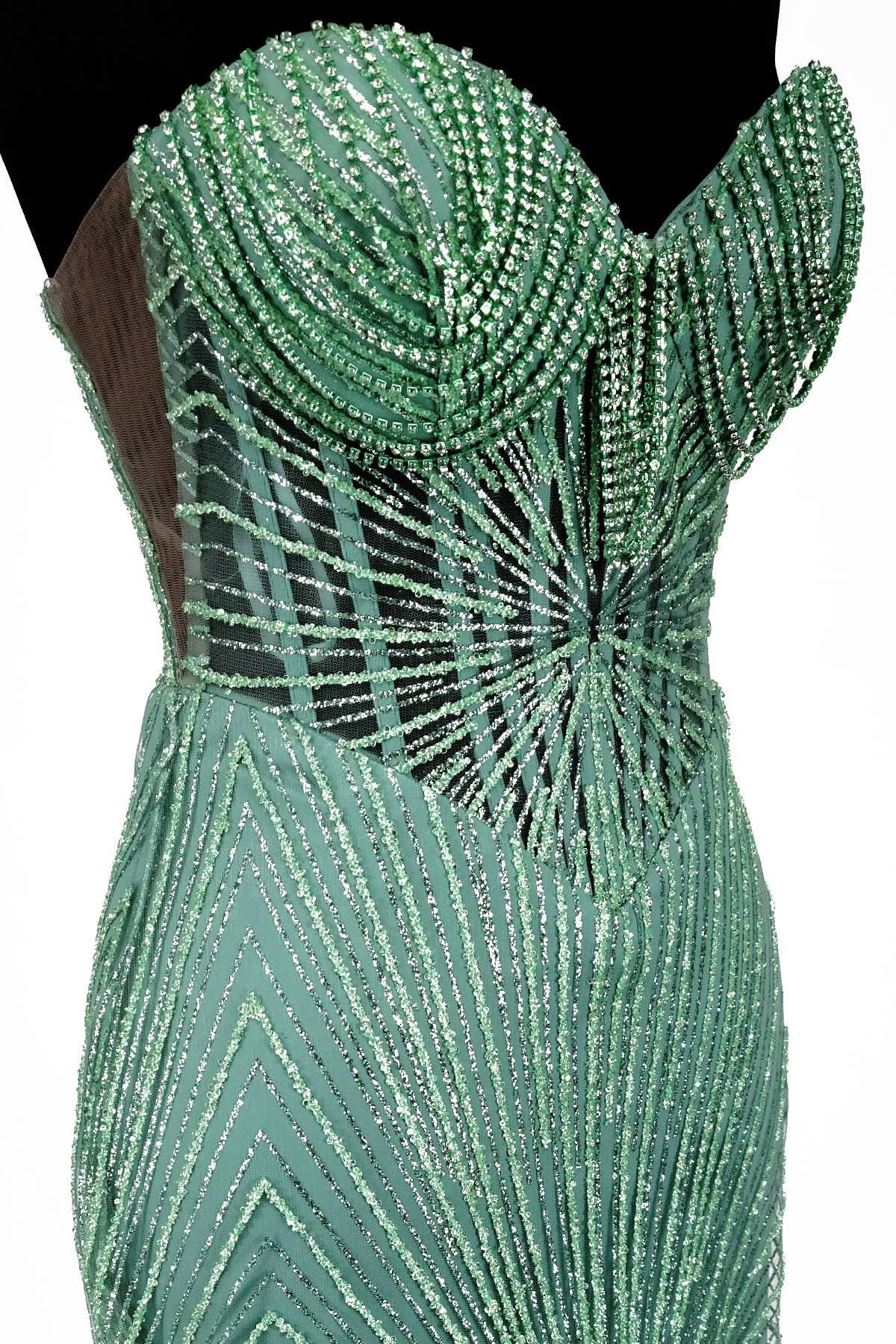 Chicas - Wholesale Gown - Women's - Long sparkling mermaid dress with hanging jewels CF00134