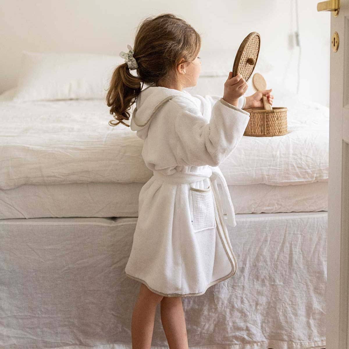 Cocoeko - Wholesale Robe - Kids - Personalized children's bathrobe WHITE & LINEN4