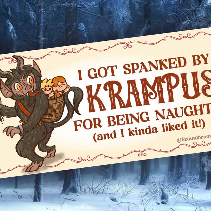Krampus Christmas Bumper Sticker for wholesale by Fox and Brambles