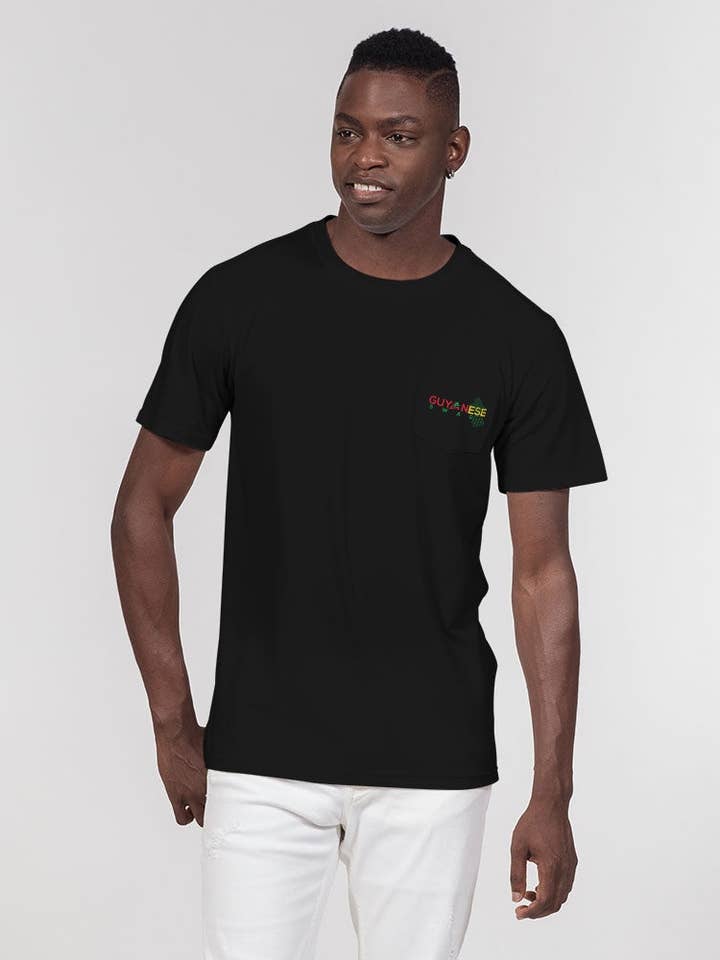 Official Guyanese Swag Guyana Map Logo Black Men's Everyday Pocket Tee for wholesale on Faire1