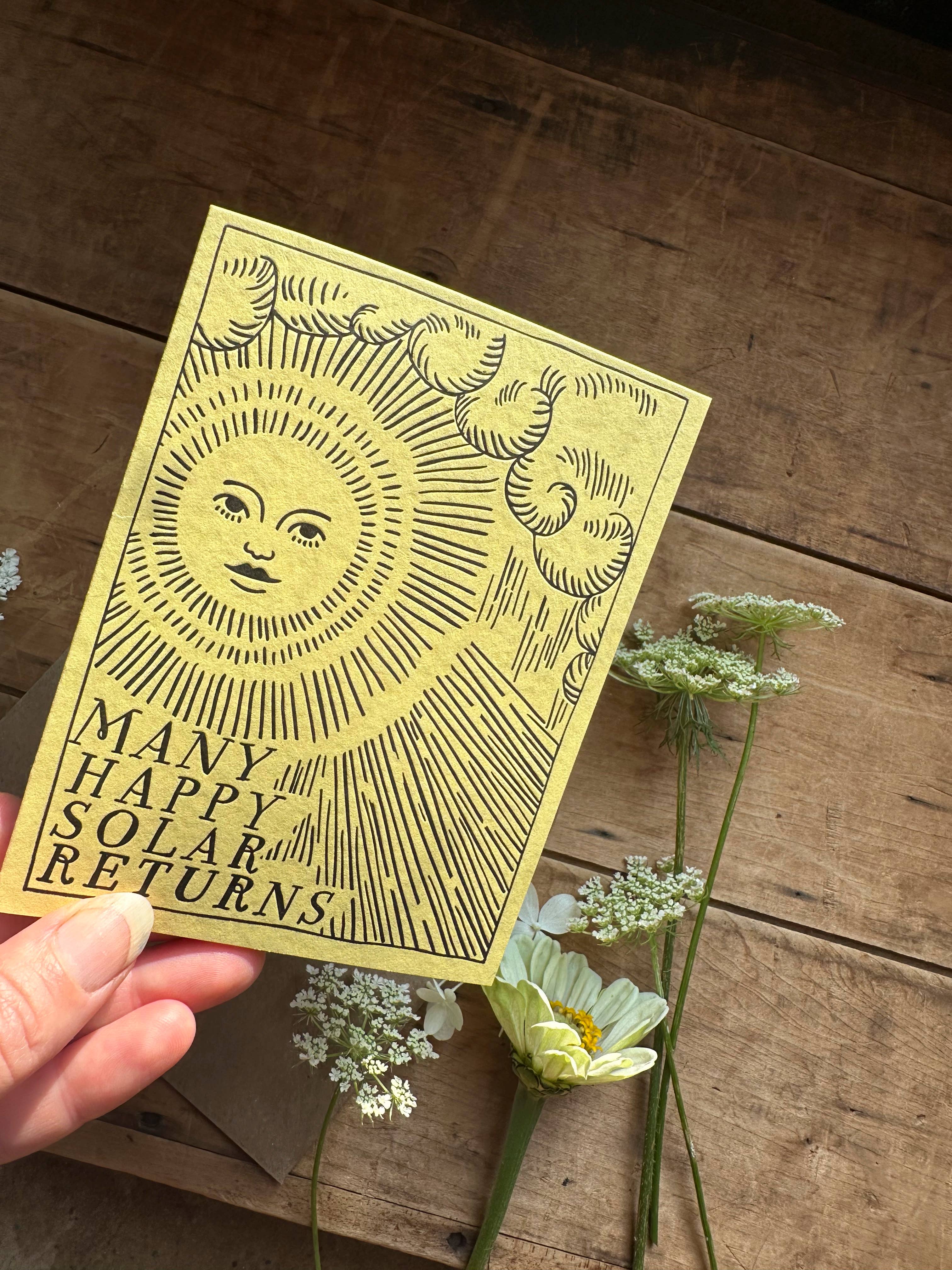 Ratbee Press - Wholesale Birthday Card - Birthday Solar Return Letterpress Sunshine Card2