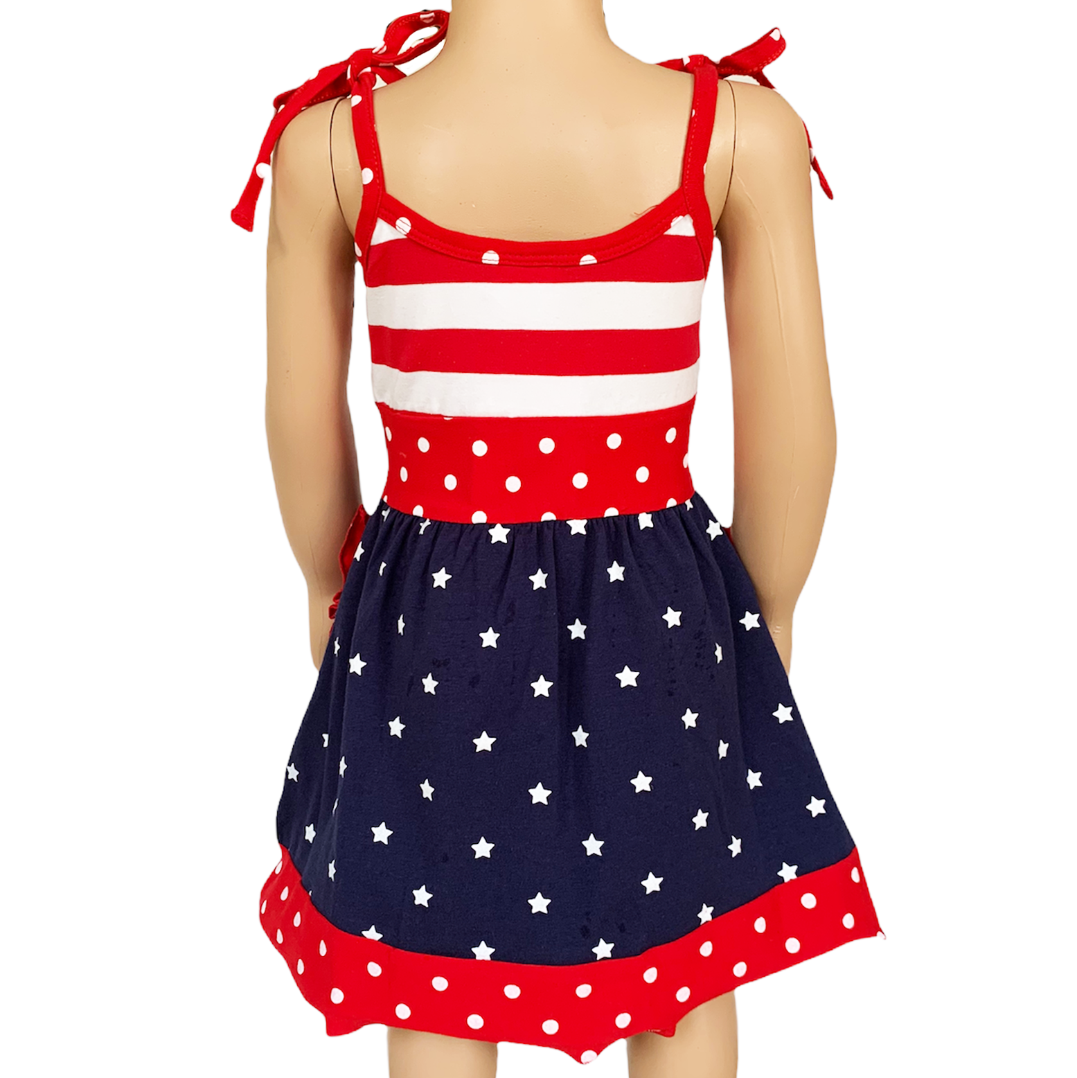 AnnLoren - Vente Robe – enfant - Robe d'été fille patriotique drapeau américain rouge blanc bleu 9/101