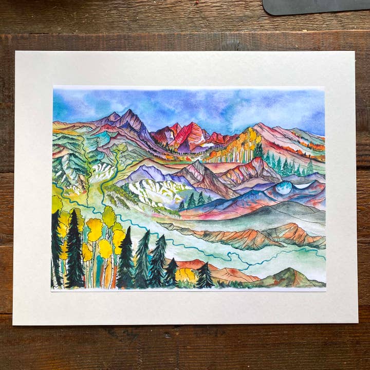 Sarah Uhl - Wholesale Art Print - Mountain Art 12x16 print: The Roaring Fork Valley1