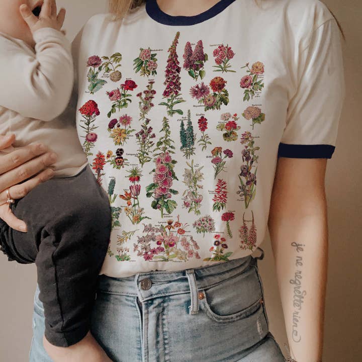 The Funnel Cake Tree - Wholesale Screen Printed T-Shirt - Women's - Wildflower Lover Graphic Tee Ringer2