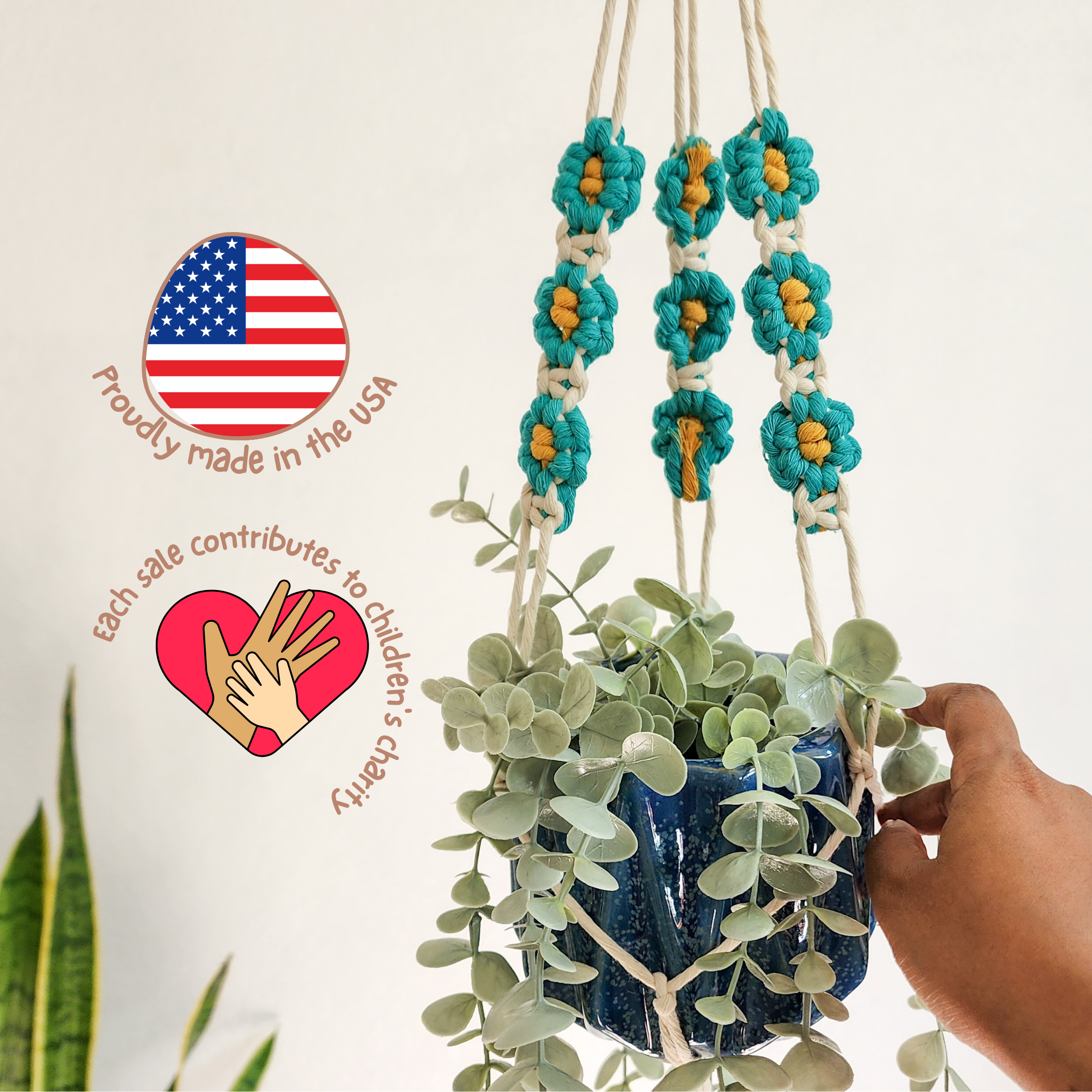 Handmade By Uruba - Wholesale Hanging Planter - Floral Daisy Plant Hanger, Handmade Macrame Plant Accessory8