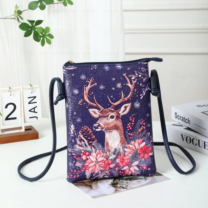 Sac de Téléphone Portable Imprimé en Couleur - Renne de Noël pour la vente par Shine Mark Accessories