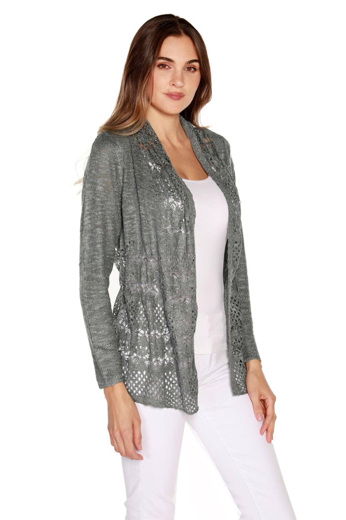 Belldini - Wholesale Cardigan - Women's - Women's Long Sleeve Crochet Knit Swing Cardigan14