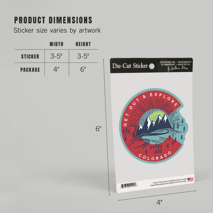 Lantern Press - Wholesale Sticker - STICKERS Colorado, Get Out & Explore, Colorado C4