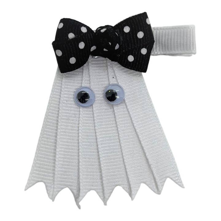 Bows For Belles, LLC - Wholesale Hair Bow - Kids - 06 Ghost Hand Crafted Halloween Ribbon Sculpture Hair Bow