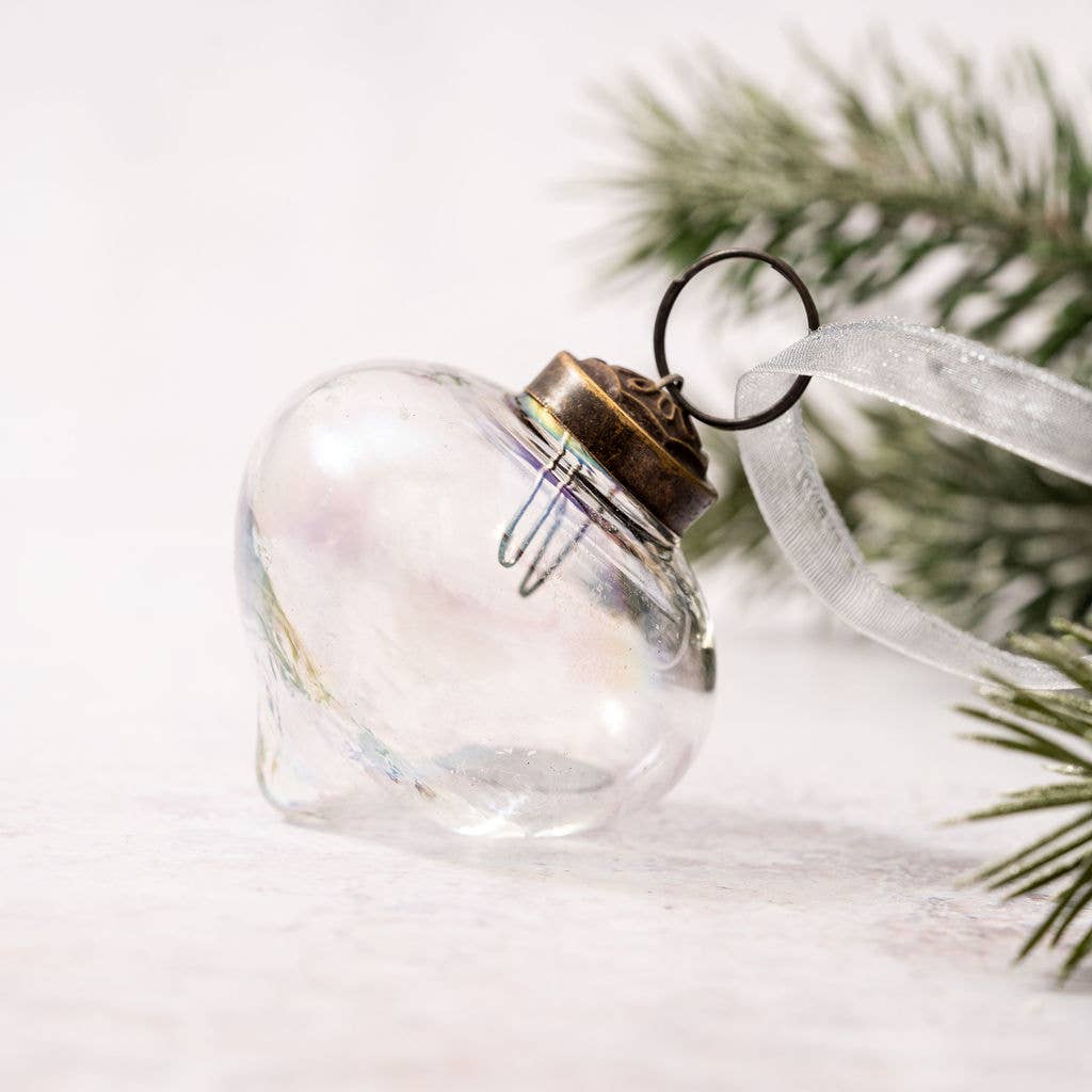 Bollywood Christmas – wholesale Ornament – 2" Medium Clear Luster Glass Lantern shaped Ornament0
