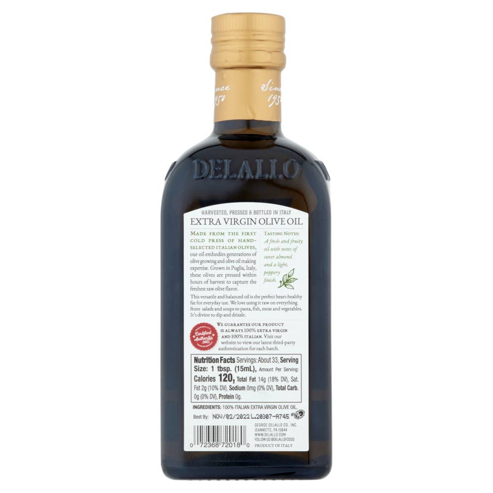 Delallo - Wholesale Olive Oil - Extra Virgin Olive Oil (16.9 oz.)1