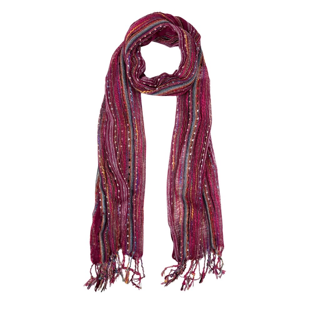 Humble Hilo – wholesale Scarf – Women's – Humble Hilo Multicolored Thread Artisan Scarf106
