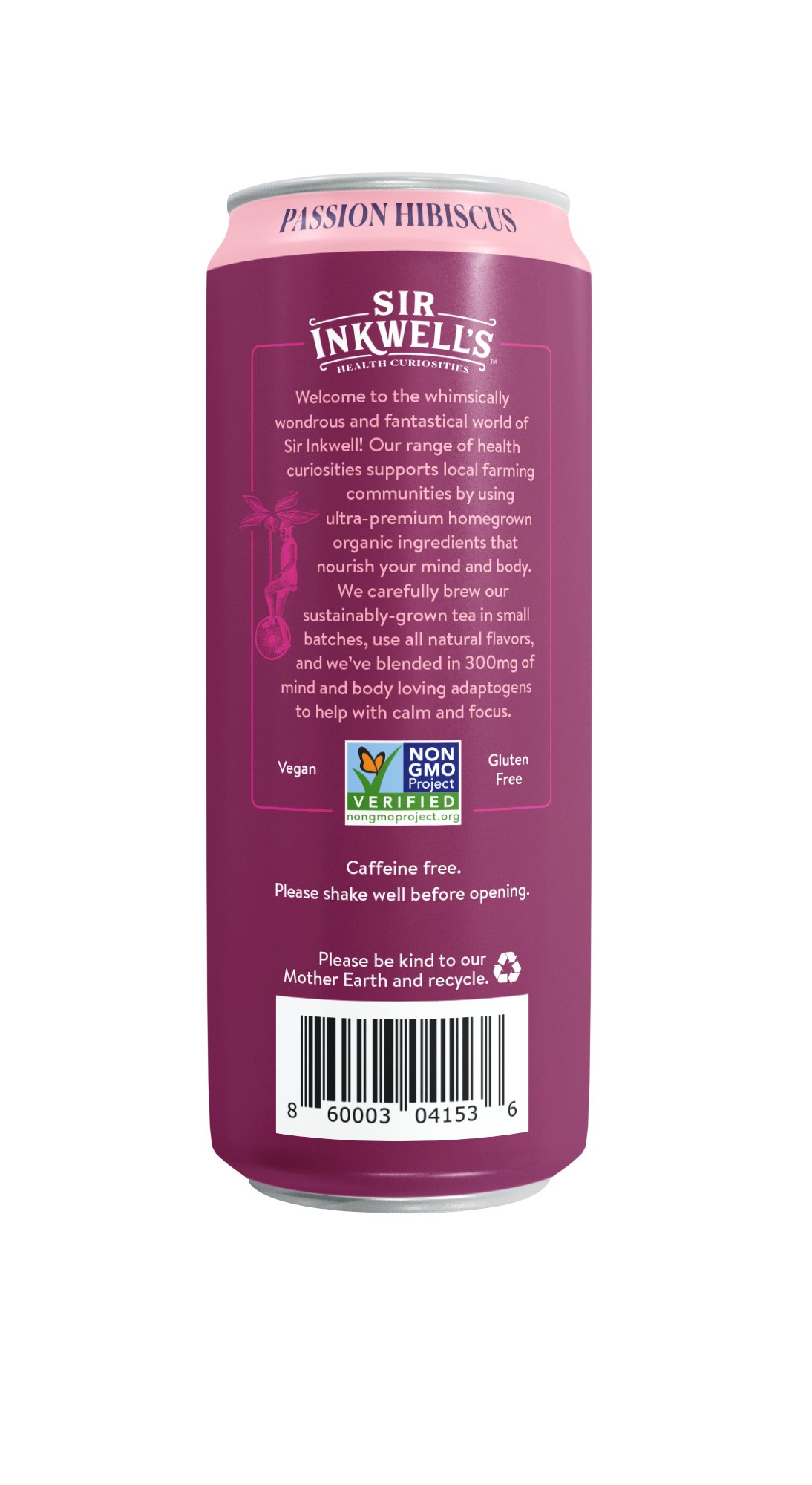 Sir Inkwell's Health Curiosities - Wholesale Health/Detox Tea - Adaptogen Infused Passion Hibiscus Herbal Tea (12 Cans)2