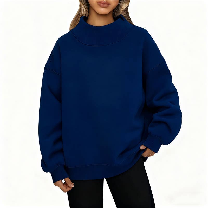 FurDecoration - Wholesale Sweatshirt - Women's - Solid Color High Neck Fleece Sweatshirt11