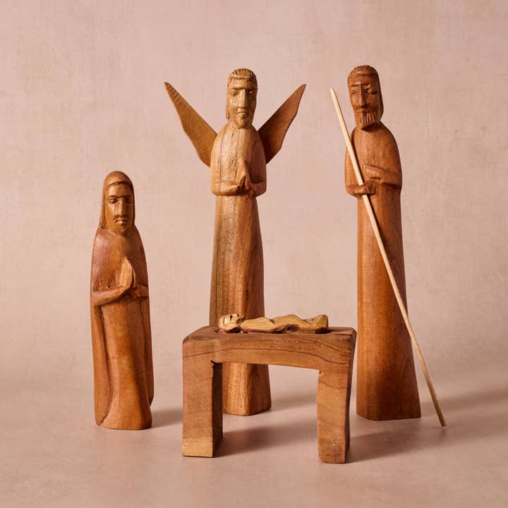 Rahisi Neem Wood Nativity for wholesale by Ten Thousand Villages