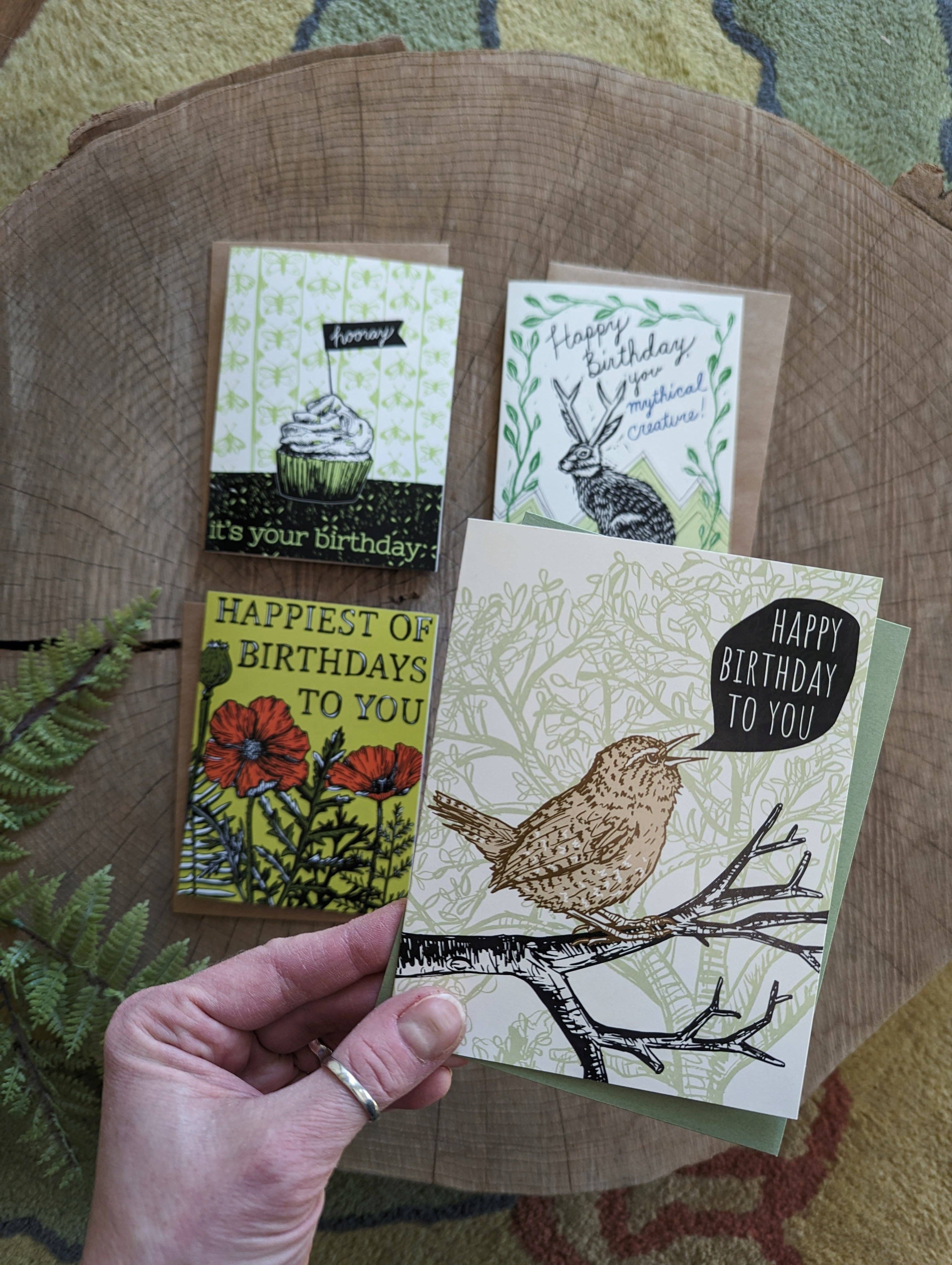 ilikesara | art + goods - Wholesale Birthday Card - greeting card | happy birthday to you wren - bird3