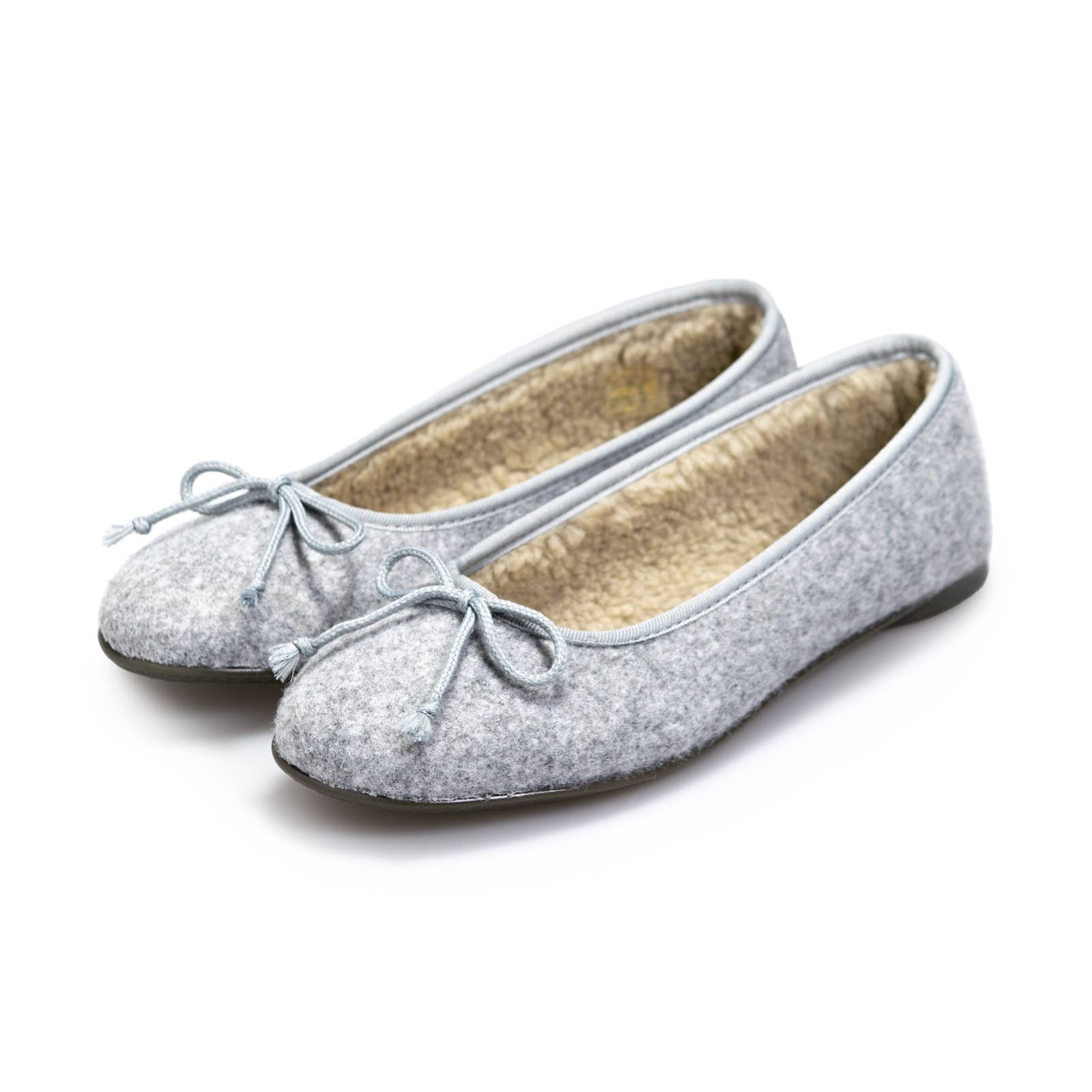 HAIKON HADA - Wholesale Slippers - Women's - Light gray felt ballerinas. Recycled house slippers0