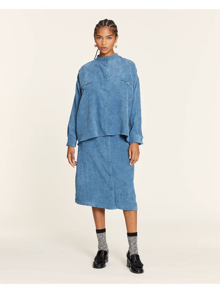 Pepaloves - Wholesale Button Down Shirt - Women's - CAMISA DE PANA MAO AZUL1