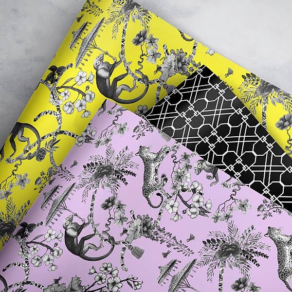 Chinoiserie Jungle Black I Collectie Cadeaupapier voor wholesale door Loralee Lewis