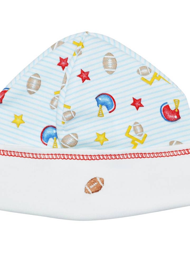 Babymütze aus Pima-Baumwolle mit Fußball-Print für den Großhandel von Baby Threads