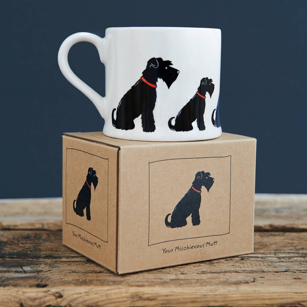 Sweet William Designs - Wholesale Coffee Mug - Mischievous Mutts Dog Mug - Schnauzer (Black)