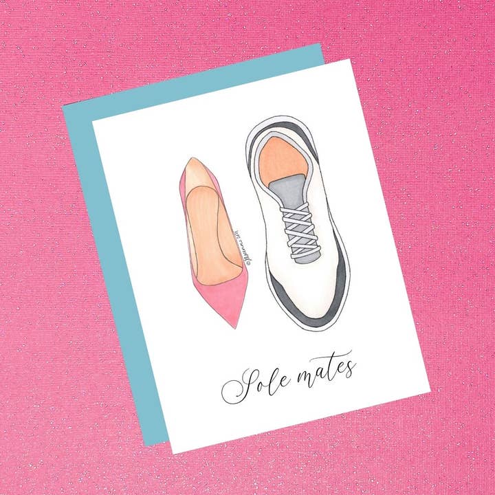 Wedding/Anniversary Sole Mates Shoe Fashion Illustration for wholesale by Tiffany Ascensio Designs | Watercolor Greeting Cards