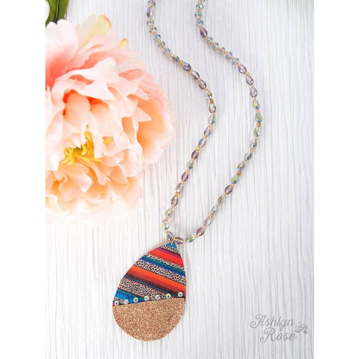 Split Between Grind and Shine Beaded Necklace, Serape for wholesale on Faire