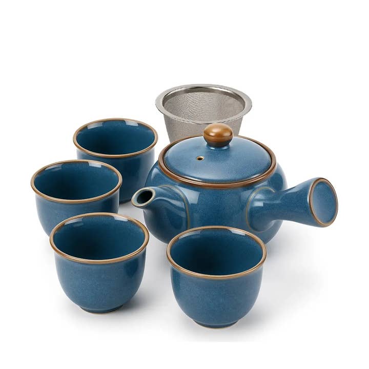 Conjunto de chá Kyusu japonês "Umi": bule com pega lateral, 4 chávenas por atacado de good wei