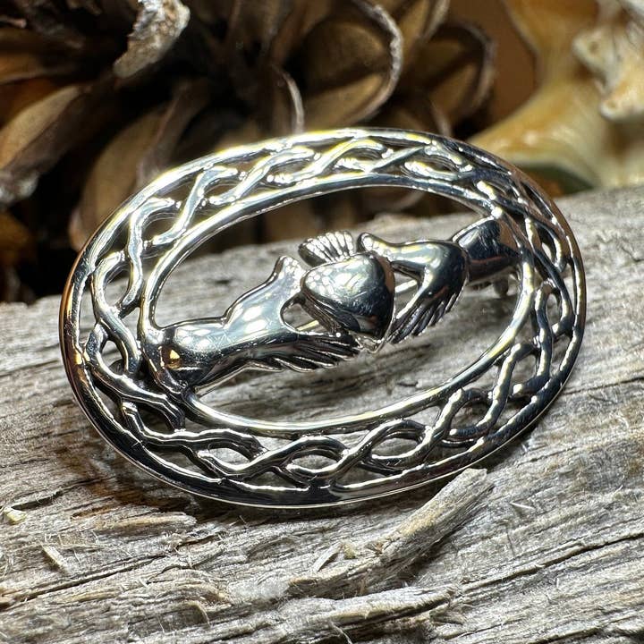 Laurelei Oval Claddagh Brooch for wholesale by Celtic Crystal Designs Jewelry & Gifts